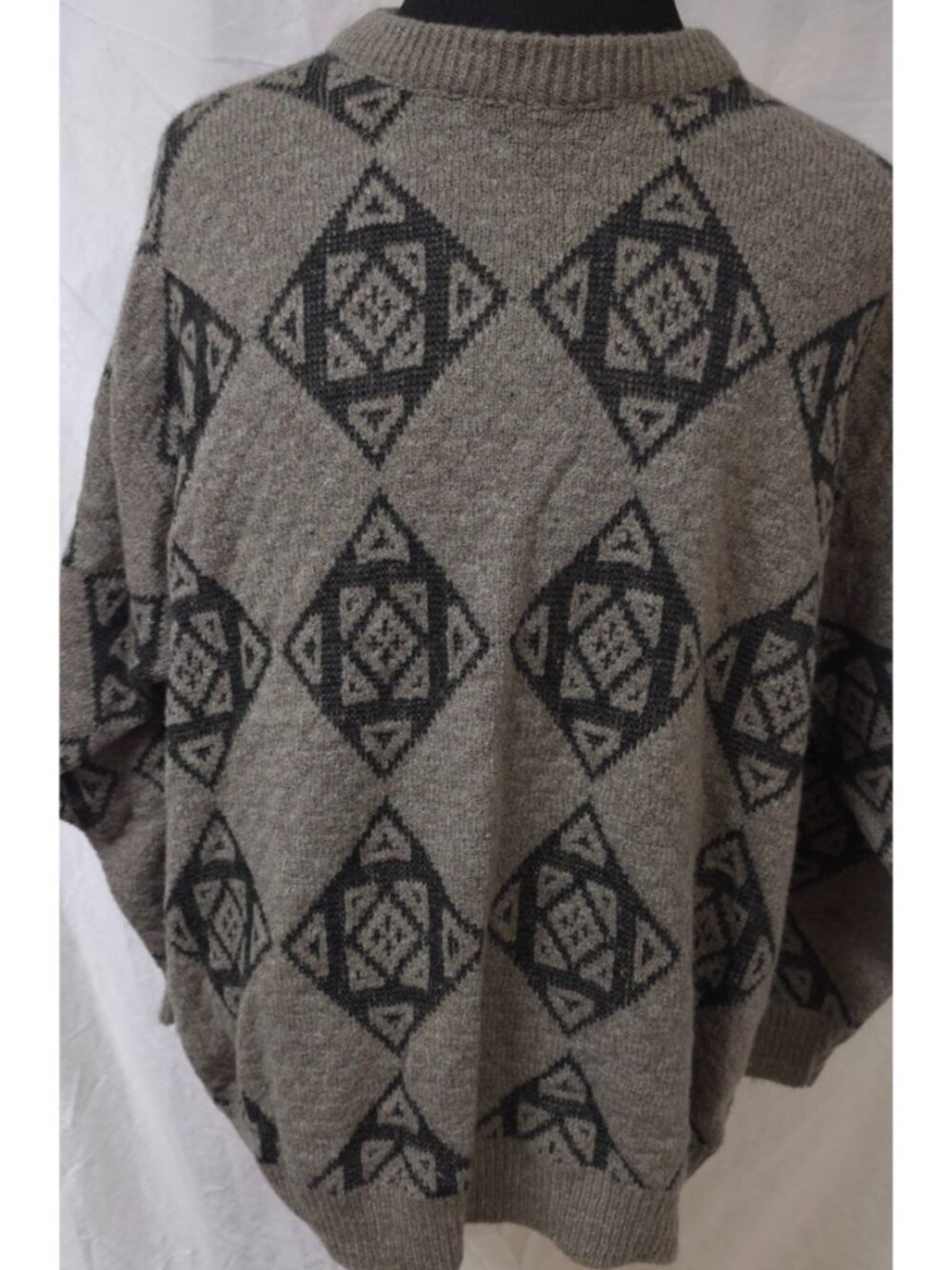Gala By Daniele Vignozzi Mens XL Greyish Wool Blend Argyle Crewneck Knit Sweater